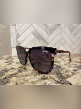 Quay Australia Purple Tortoise Cat-Eye Sunglasses with Dark Lenses